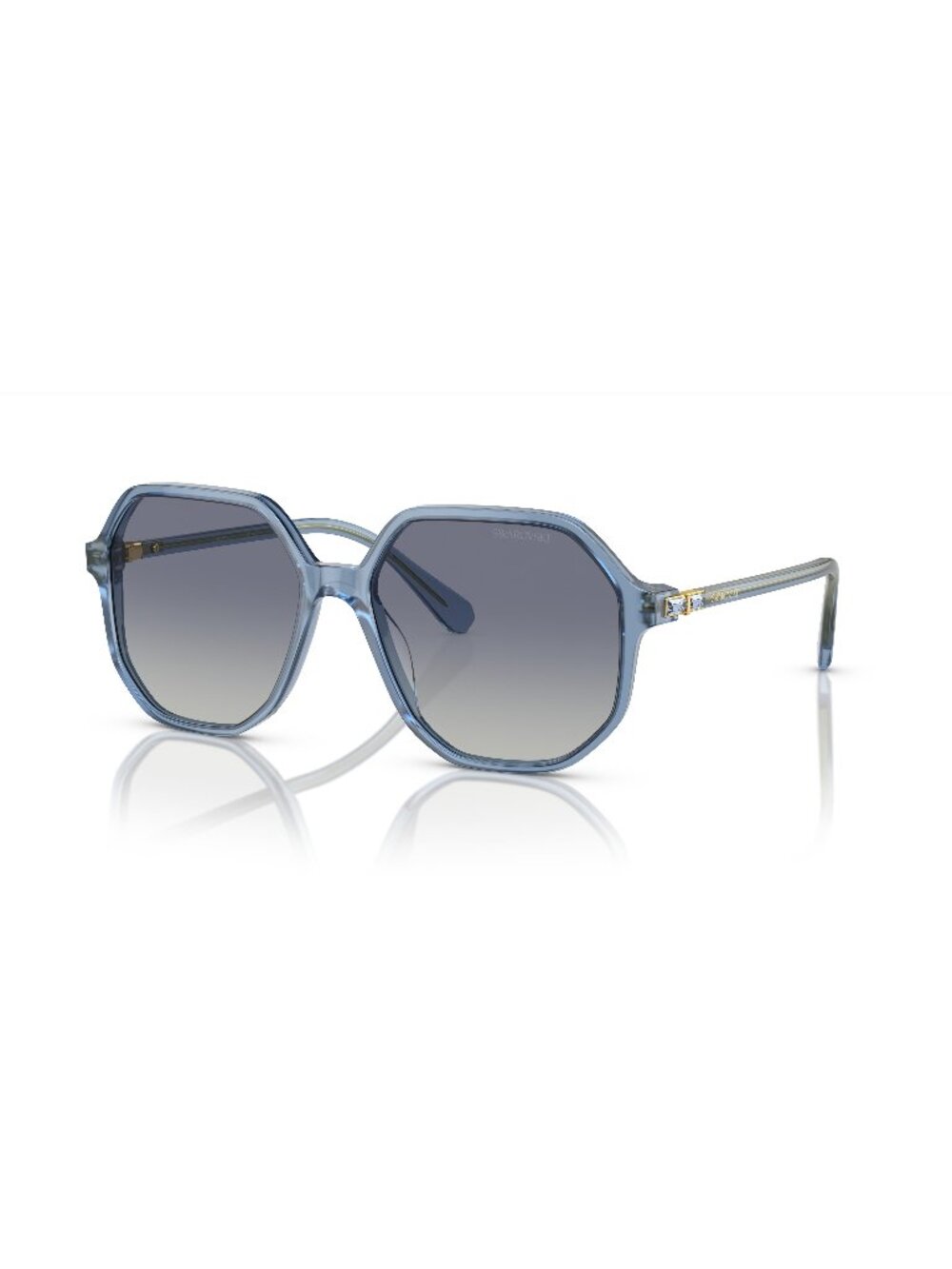 New Swarovski Women's Sunglasses Yellow Aviator Blue Lens Acetate Frame SK6003